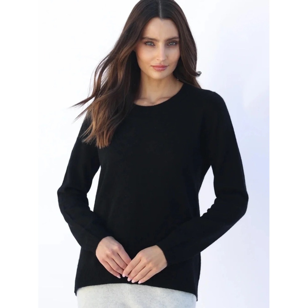 Oats Cashmere Debra‎ Hayburn Black 100% Cashmere Crewneck Sweater | Size XS